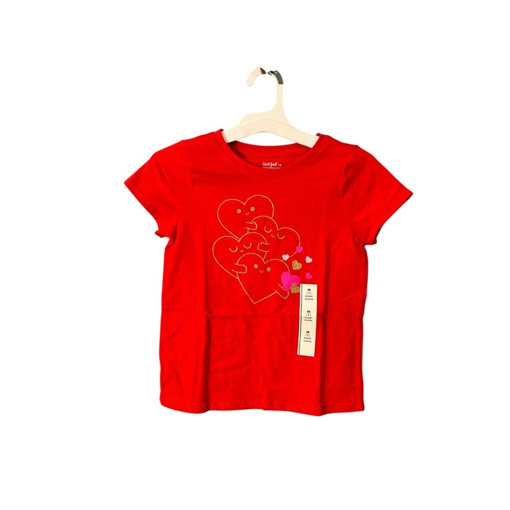 NWT Girls M (8) Cat & Jack Cute Heart Shirt, Red